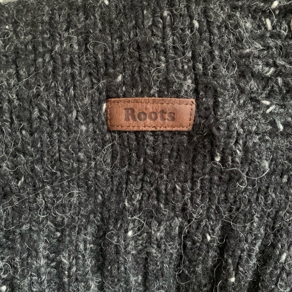Roots Limited Fair Isle Sweater Alpine Jacket Full Double Zipper Black Grey M L - Picture 9 of 15